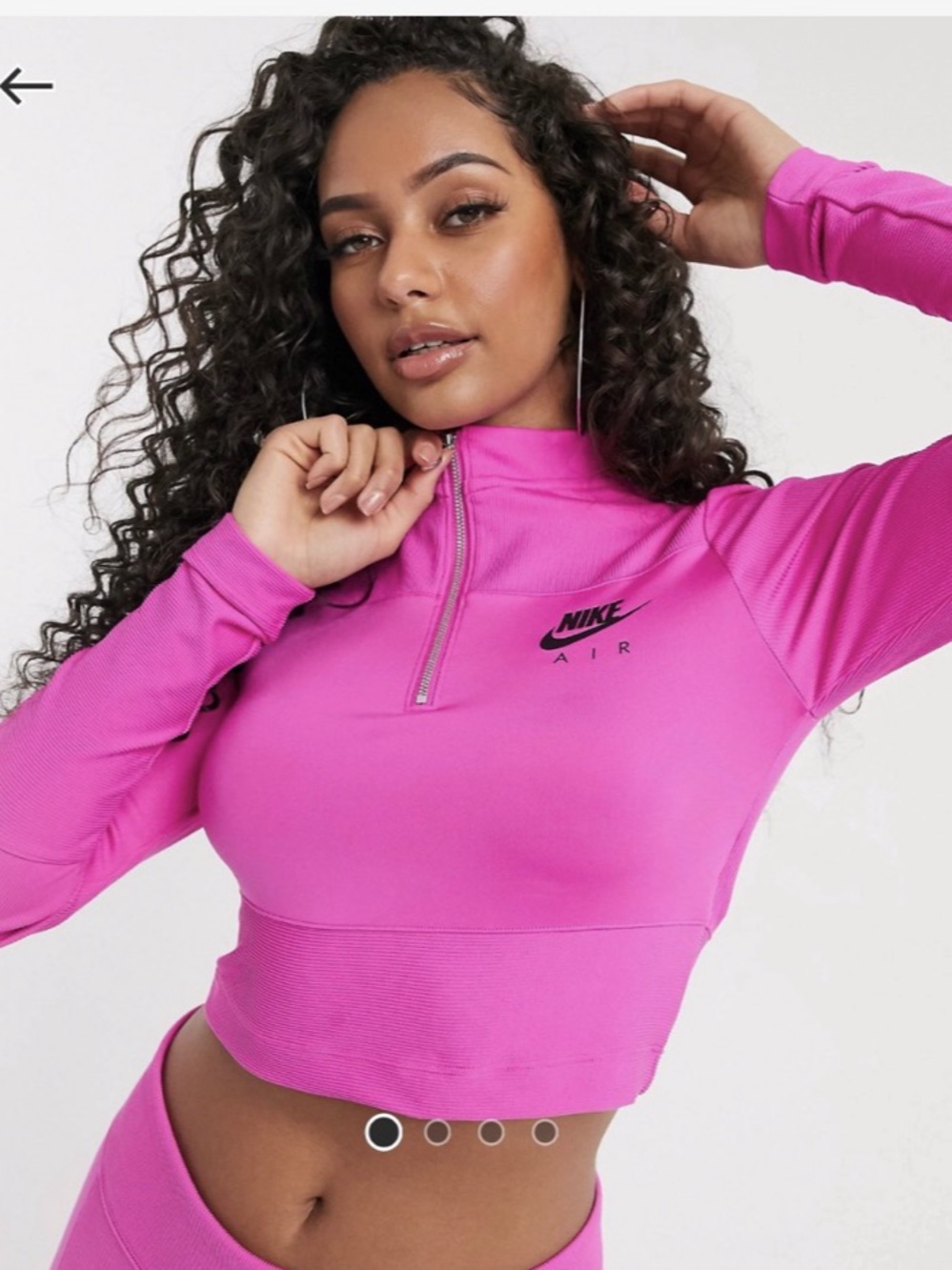 Nike Air Ribbed High Neck Pink Long Sleeve Crop Top - XS